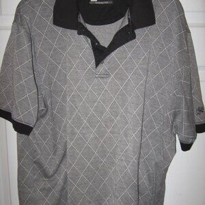 Jos. A. Bank Leadbetter Golf Polo Shirt Men's Size Large Gray Diamond Pattern